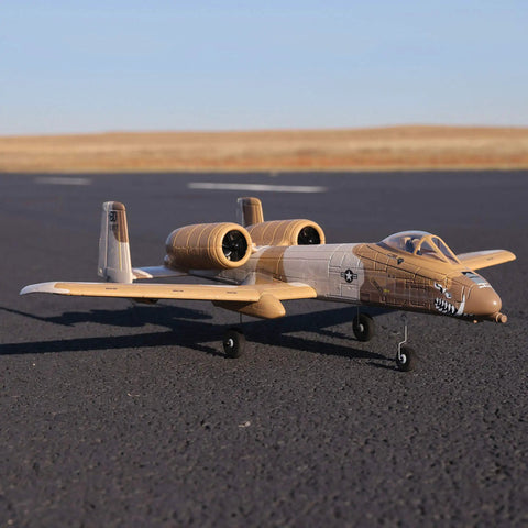 UMX A 10 Thunderbolt II RC Airplane With 30mm EDF BNF Basic AS3X Safe Select on tarmac, 562mm wingspan, carbon fiber nose