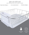 3 Piece Dish Rack Set With Cutlery Basket And Drainboard Tray Self Draining Open Wire Countertop Drying Rack In Chrome White
