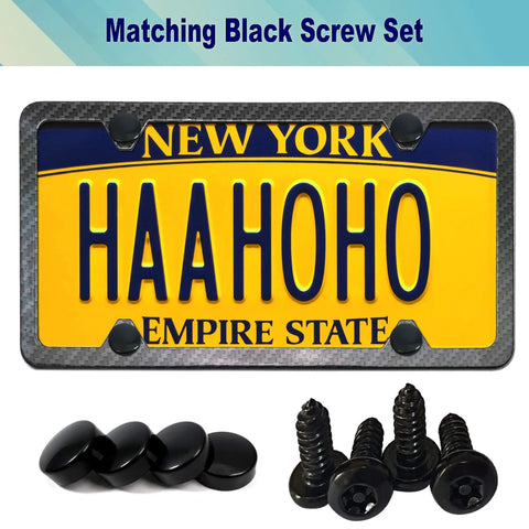 Black Stainless Steel License Plate Screws Kit With Matte Black Caps For Front Bumper Mounting Anti Theft Self Tapping Hardware Heavy Duty Tag Frame Insert Fasteners And Weather Resistant Fasteners with license plate display