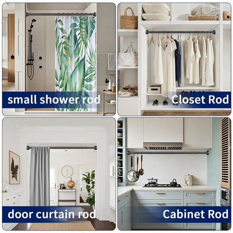 No Drill Tension Shower Curtain Rod 34 To 82 Inches, Non Slip And Rust Proof Stainless Steel, Easy Tool Free Install For Bathroom And Window