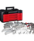 262 Piece Mechanic Tool Set In Versastack 3 Drawer Box With SAE And Metric Sockets Car And Motorcycle Tool Kit 90 Tooth Ratchet Wrenches