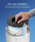 Person replacing True HEPA Replacement Filter For Medium Room Air Purifier Up To 1000 Sq Ft, Captures 99.97 Percent Of Allergens