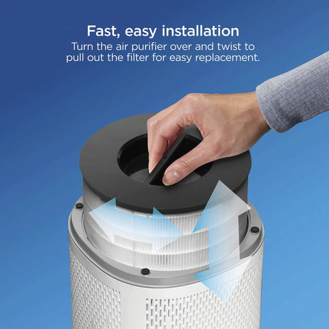 Person replacing True HEPA Replacement Filter For Medium Room Air Purifier Up To 1000 Sq Ft, Captures 99.97 Percent Of Allergens