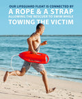 Top Shelf Lifeguard Rescue Can Featuring Secure Three Hole Handle And Sleek Torpedo Shape, a lifeguard running on the beach.