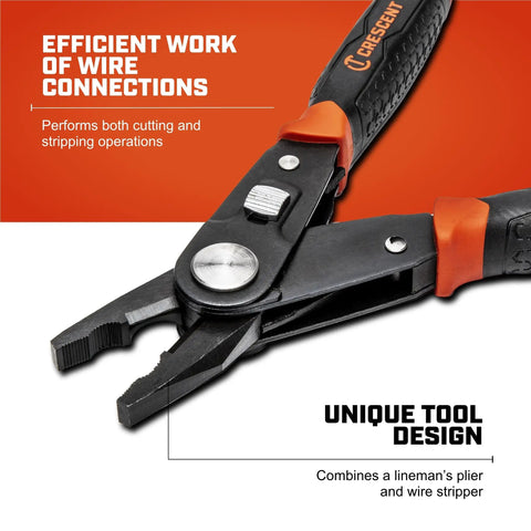 2 In 1 Combo Linesmans Pliers And Wire Stripper With Dual Material Handles For Comfortable Grip, Heavy Duty Tool CCP8V