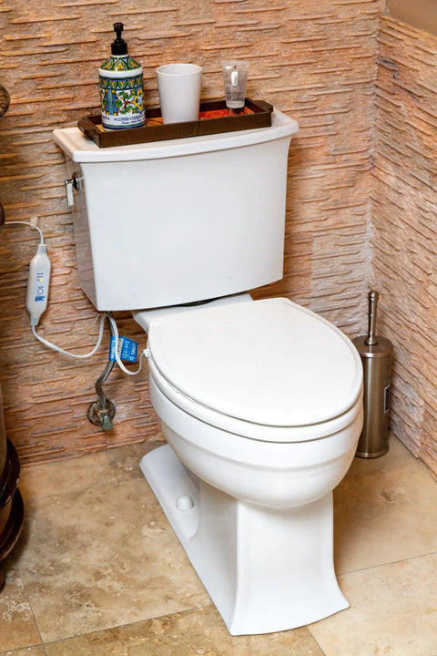 Cozy Elongated Toilet Seat Warmer With Quick HookAndLoop Mount Waterproof Electric Heated Seat Cover installed on toilet