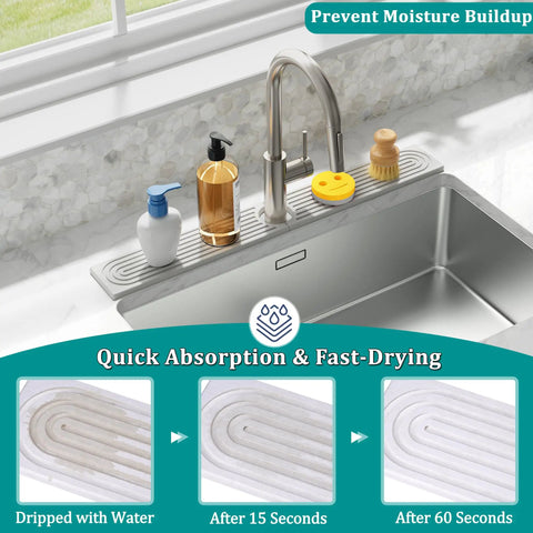 Nobody Likes A Wet Counter So Upgrade Your Wash Station With This Slick Diatomite Stone Faucet Mat That Instantly Soaks Up Water To Keep Your Kitchen Sink Drip Free And Totally Stress Free Forever.