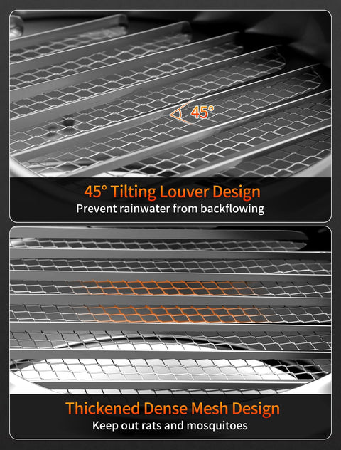 45° tilting louver and mesh of 4 Inch 304 Stainless Steel Wall Vent Hood With Louver And Mesh for HVAC And Dryers Industrial Use