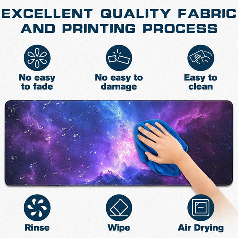 Hand cleaning Galaxy Space XXL Gaming Mouse Pad 31.5 x 11.8 Inch Large Desk Mat with Smooth Surface Non Slip Rubber Base