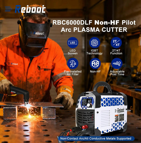 Welder using Non-Touch Plasma Cutter With Pilot Arc, One Inch Max Cut And Five Eighth Inch Clean Cut, 2T And 4T Modes, Big LED Display