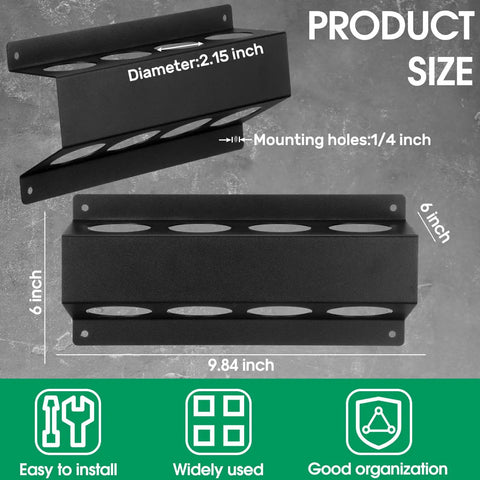 Welding Rod Storage Rack Kit With Four Slot TIG Filler Rod Holder and Four 40 Inch Tungsten Electrode Storage Tubes dimensions