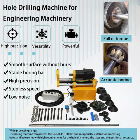 HayWHNKN portable precision boring machine for engineering machinery, 110V, 45–180mm bore, 150cm bar