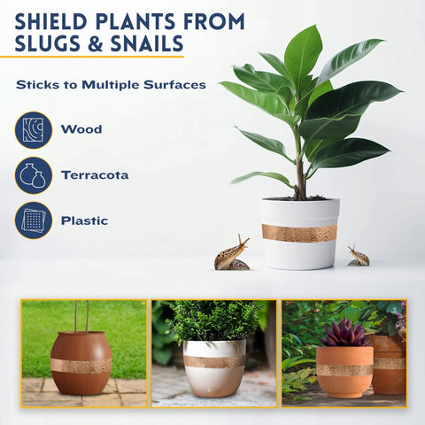 Dope Copper Tape 1 Inch By 66 Ft Conductive Adhesive Foil on plant pots deterring slugs and snails from garden planters.