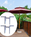 2 Pieces Wall Mounted Brackets For Retractable Awnings Aluminum Alloy Outdoor Shade Canopy Fittings And Heavy Duty Support Hardware Replacement For Backyard Court White shown against a backyard setting with red umbrellas.