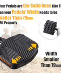 Kid Bike Pedal Blocks 1.5 Inch Reach For Small Riders showing compatibility with pedals smaller than 79mm width.