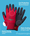 Fleece Lined Winter Work Gloves With Cut Resistant Palm And Flexible Palm Coating For Cold Temperatures Down To Minus Five Degrees Insulated Nylon Shell Medium Size Pack Of 1 Pair A Real Workhorse For Snow And Outdoor Jobs shown front and back