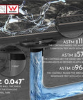 24 Inch Linear Shower Drain With Accessories Rectangular Floor Drain Square Hole Pattern Grate Removable Cover SUS304 Stainless Steel Cupc Certified Oil Rubbed Bronze Finish Seamless Drainage And Easy Cleaning, ASTM standards displayed