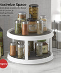 Non-Skid 2-Tier 12-Inch Turntable For Cabinets And Pantry Storage Rotating Organizer on kitchen counter with spices