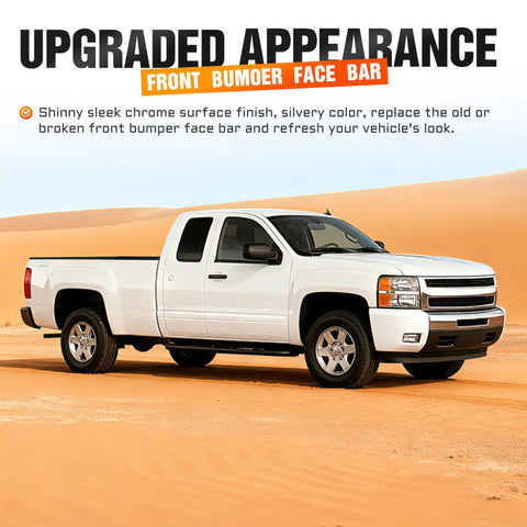 ECOTRIC front bumper face bar, chrome steel replacement for 2007–2013 Chevy Silverado pickup