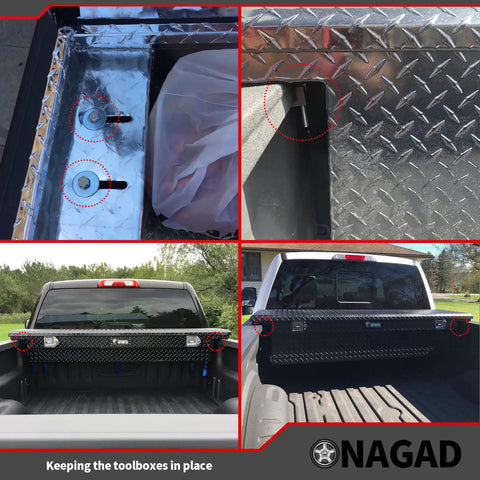 No Sweat Truck Tool Box Mounting Kit With Easy No Drill Setup showing secure clamp installation in a truck bed.