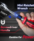 21 Piece Portable Tool Kit With Mini Ratchet Wrench and Screwdriver Handle in hand for home auto repairs and DIY use