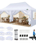 10x20 Pop Up Canopy With 6 Sidewalls Waterproof Pro Grade Outdoor Gazebo Party Ready Easy Setup For Parties Events And Garden UV 50 Protection Includes Sandbags Swan White