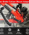 Post Mount Disc Brake Caliper Adapter Kit for Front 180mm and Rear 160mm Rotors Pro Grade Aluminum Alloy attached to bike