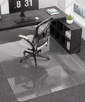 Heavy Duty Desk Chair Mat For Low Pile Carpet With Lip 48 X 60 Clear Plastic Floor Protector For Smooth Rolling Office And Computer Chairs At Home For Everyday Home Office Use in place under a desk.