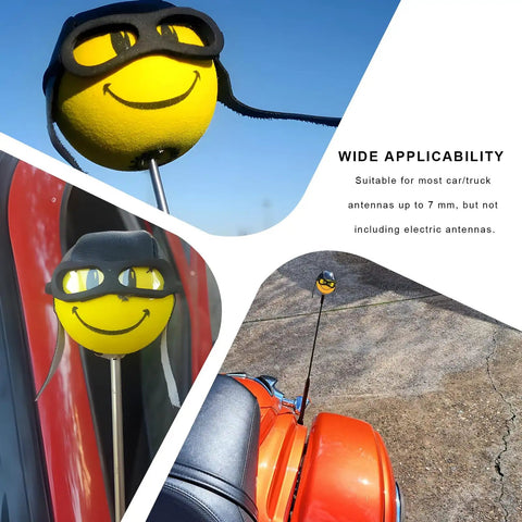 Funny Pilot Antenna Topper Ball For Cars EVA Foam Exterior Decoration on orange car antenna.