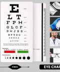 Must Have Premium 7 Piece Silver Diagnostic Kit Snellen Eye Chart with dimensions and features for medical professionals.