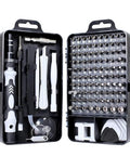 115 In 1 Magnetic Screwdriver Set For Glasses, Phones, Laptops And More Pro DIY Tool Kit with open case showing 91 bits and tools