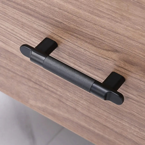 Cabinet Pulls Set With Three And Three Quarters Inch Center To Center, Grippy Knurling Handles, 10 Pack In Grey Nickel