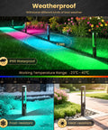 5W RGB Low Voltage Path Lights for Outdoor Landscape Lighting 12 to 24 Volt with auto on off, waterproof, in garden setting