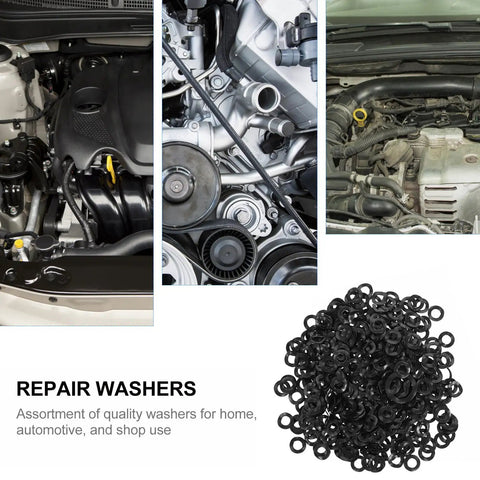 Pro Grade Wave Washer Set 500Pcs Heavy Duty Metal Spring Gasket Kit For Screws And Bolts 4x8x0.3mm Industrial Corrugated Washers For High Pressure Fastening, black washers for engine repairs