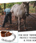 Two Pack Leather Horse Hobbles With Anti Kick Design Single Leg Hobble for training, brown leather, stainless steel chain