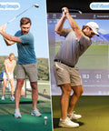 Men using unbreakable rubber golf tees for mats and practice tee holder at driving range and simulator, 6 sizes available
