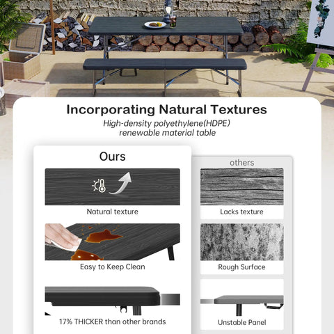 6 Foot Folding Bench Seat For Indoor Outdoor Use Portable Black 2 Pack Foldable Picnic Camping Garden Bench Easy Clean Display