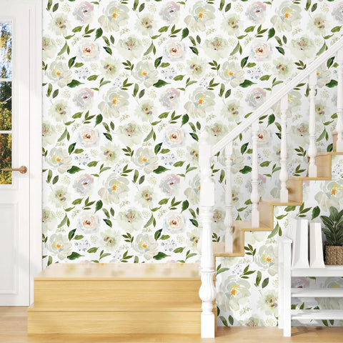 Swoon Worthy Green Floral Peel And Stick Wallpaper For Epic Boho Wall Upgrades With Chill Self Adhesive Botanics serving major room vibes.