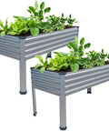 Two Pack Galvanized Raised Garden Beds With Legs, 48 By 24 By 30 Inches, Heavy Duty Metal Planter Box, Rust Resistant Steel, 300 Lb Capacity