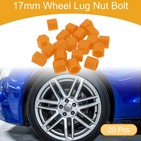 20 Pcs Wheel Lug Nut Caps And Dust Covers Silicone Orange 2.2x17x20mm Protective Screw Caps For Rims And Tire Nuts Easy Install Durable Corrosion Resistant