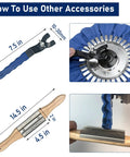 8 Inch Aluminum Polishing Wheel Kit Pro-Grade For Angle Grinders Flange-Free Install Five Eighths Inch Arbor 11 Piece Set With Polishing Compounds Wheel Rake And Adjustable Wrench For A Mirror Finish usage guide showing wrench and rake dimensions.