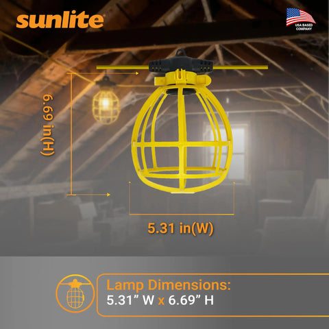 Detailed view of Industrial Cage String Lights 50 Ft With 5 E26 Sockets 75W Max Per Bulb ETL Rated Indoor Outdoor Jobsite Lighting