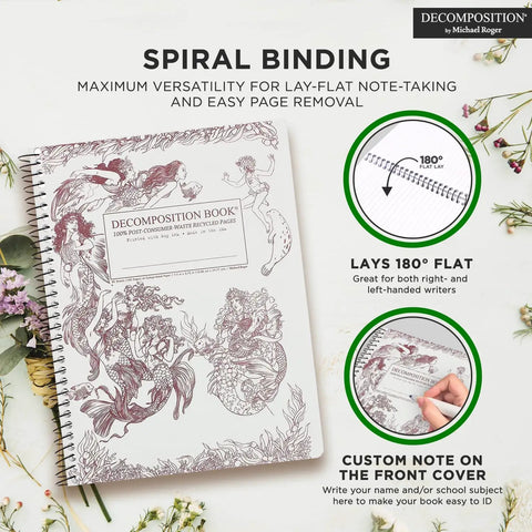 Cover of Mermaids College Ruled Spiral Notebook 9.75 by 7.5 Journal With 160 Lined Pages Made From 100 Percent Recycled Paper