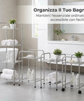 Metal Storage Rack On Wheels Floor Standing Movable Shelving Unit For Easy Organization Rust Resistant Go-To Organizer