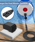 8.4V Charger For Pool Blaster And Catfish Li Series Replacement AC Adapter Cable plugged into pool vacuum and outlet