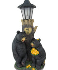 Totally Adorable Bear Couple Outdoor Lantern Solar Powered Lighting For Patio And Garden Hand Painted Lifelike Sculpture