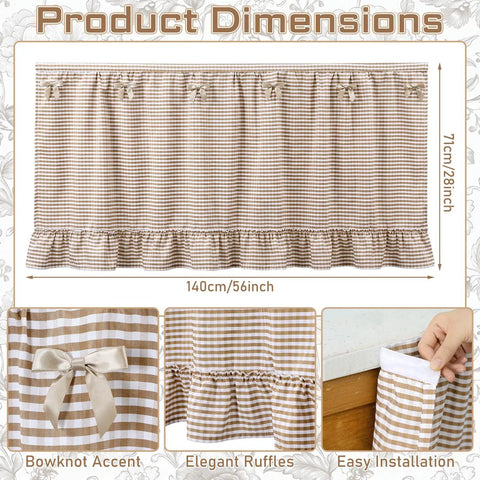 Brown And White Gingham Sink Skirt Featuring Darn Cute Ruffles To Hide Ugly Pipes And Clutter Behind Kitchen Cabinets Or Bathroom Vanity Soft Cotton Ruffled Cabinet Curtain Creates Sweet Country Vibes And Keeps Paws Off Messy Stuff 56 Inches Long