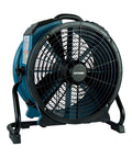 Real Heavy Lifter One Third Hp Sealed Motor Axial Air Mover Fan With Snappy Variable Speed Switch And Three Hour Timer Blue Bulk Crate Of Twenty Eight Industrial Blower That Knocks Out Dampness Quick, blue axial air mover with sturdy base and ventilation grill.