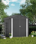 Heavy Duty Metal Outdoor Storage Shed With Lockable Doors And Sloped Roof Air Vent Built Tough For Backyard Patio Lawn Poolside 6x4 Grey Weather Resistant And Secure