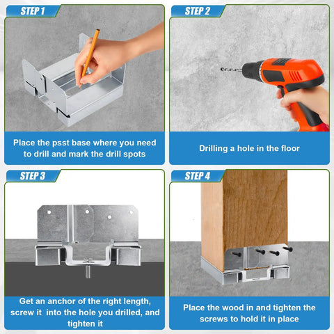 Tough As Nails 6x6 Post Base For Concrete With 1 Inch Standoff, Galvanized Post Anchor Adjustable Bracket For Deck Patio Pergola Gazebo, Rust And Corrosion Resistant, 6 Pack